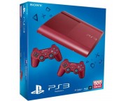 Playstation 3 (PS3 Super Slim) 500 GB + 2 db DualShock 3 Wireless Controller + HDMI kábel [Sony, Limitált piros]