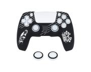 Protective Silicone Cover With Thumb Caps For PS5 [Raceing Car White]