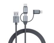 3 In 1 USB Lightning adat és töltő-kábel iPhone, iPad, iPod, USB-C és MicroUSB eszközökhöz