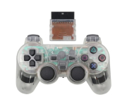 Vezeték nélküli DualShock 2 kontroller PS2 konzolhoz (átlátszó)