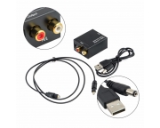 Digitális optikai Koax SPDIF Toslink - Analóg RCA L/R hangátalakító optikai kábellel és USB tápkábellel